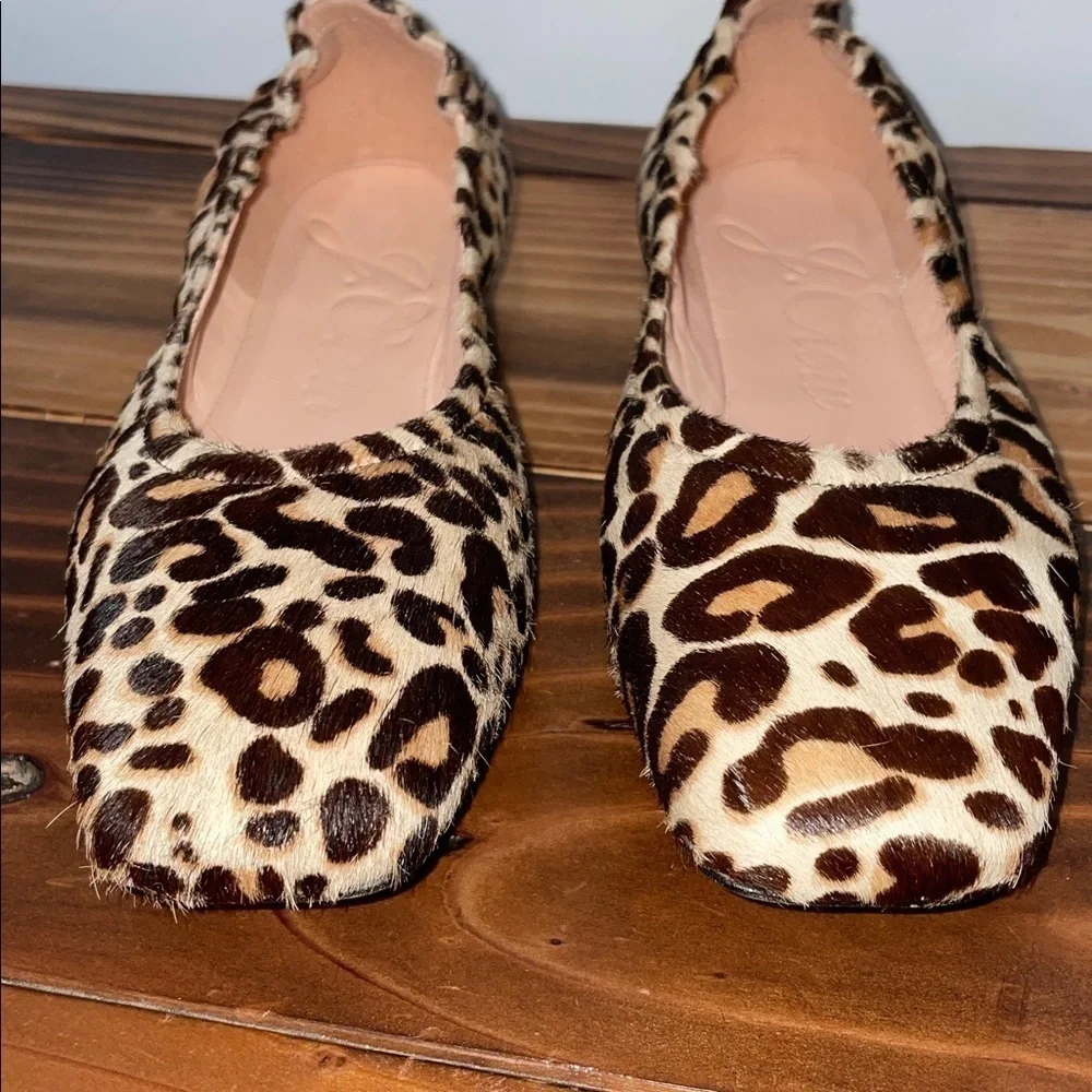 J. Crew Anya Scrunchie Ballet Flats in Calf Hair Size 6 Leopard Print